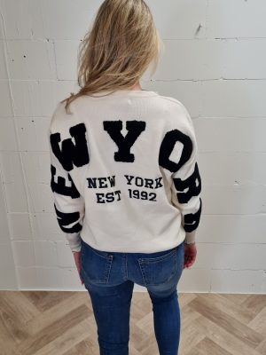 Sweater New York off-white/zwart