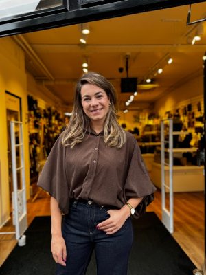 Blousetop Sanne bruin rib