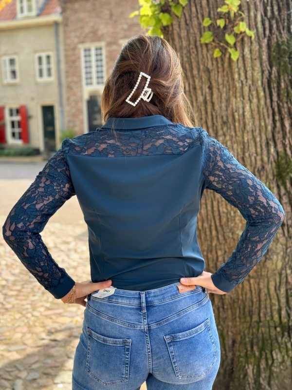 Travelstof blouse Fiene shaded green - Afbeelding 3