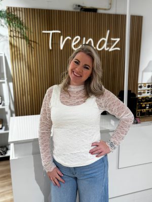 Kanten top Ava off-white