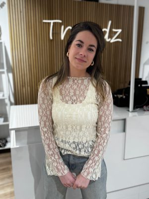 Kanten top Nina beige