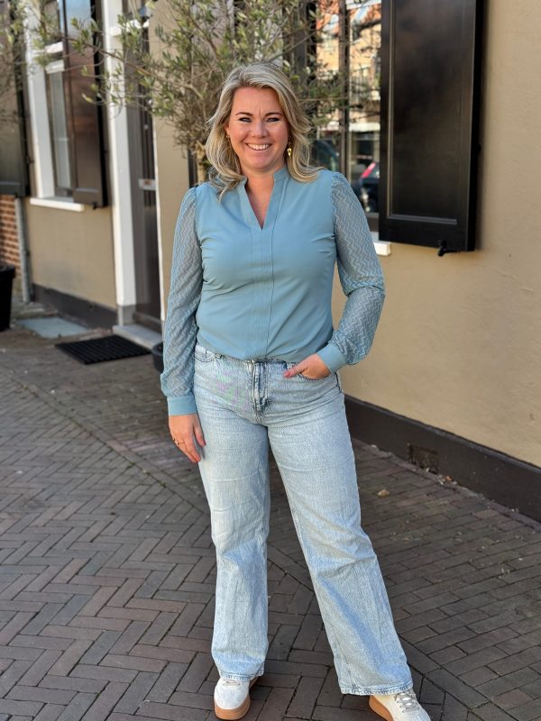 Blouse Mirthe travelstof smoke blue - Afbeelding 5