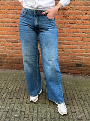 Wide jeans Robin medium blue lengte 32