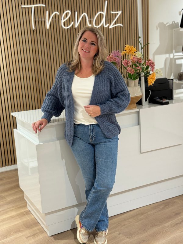 Gebreid vestje Lindsay jeansblauw - Afbeelding 2
