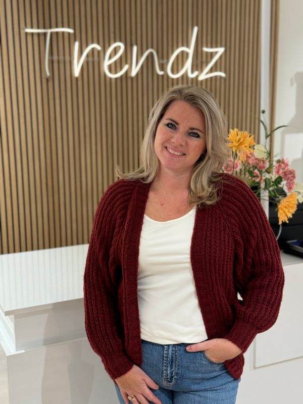 Gebreid vestje Lindsay bordeaux - Afbeelding 2