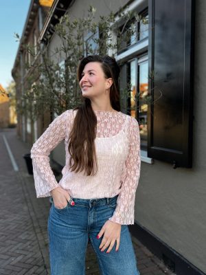 Kanten top Nina roze