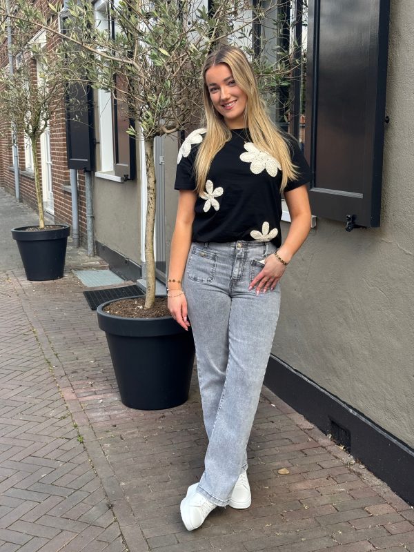 Wide flared jeans Dina grey - Afbeelding 2