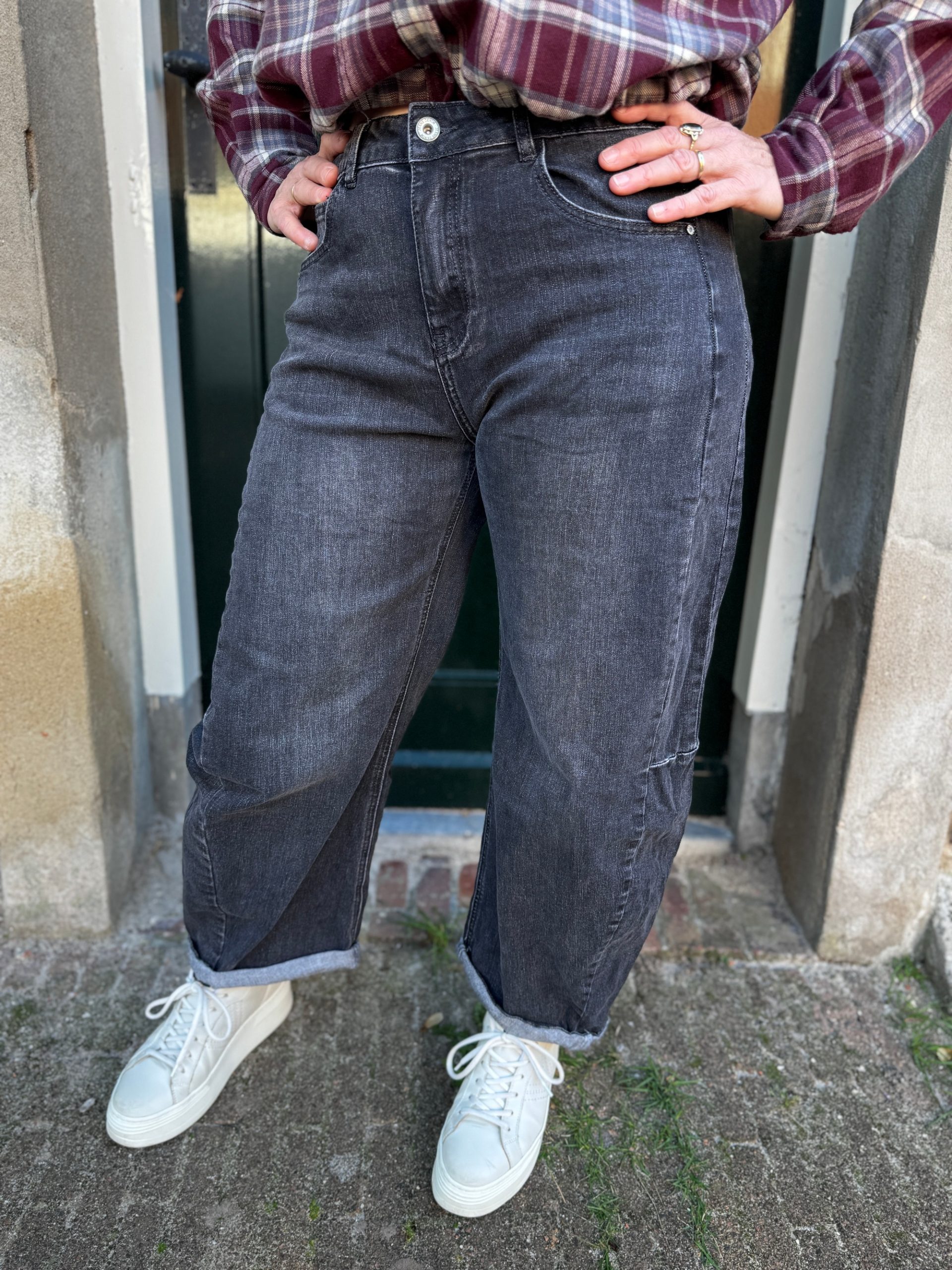 Barrel jeans Bo dark grey L