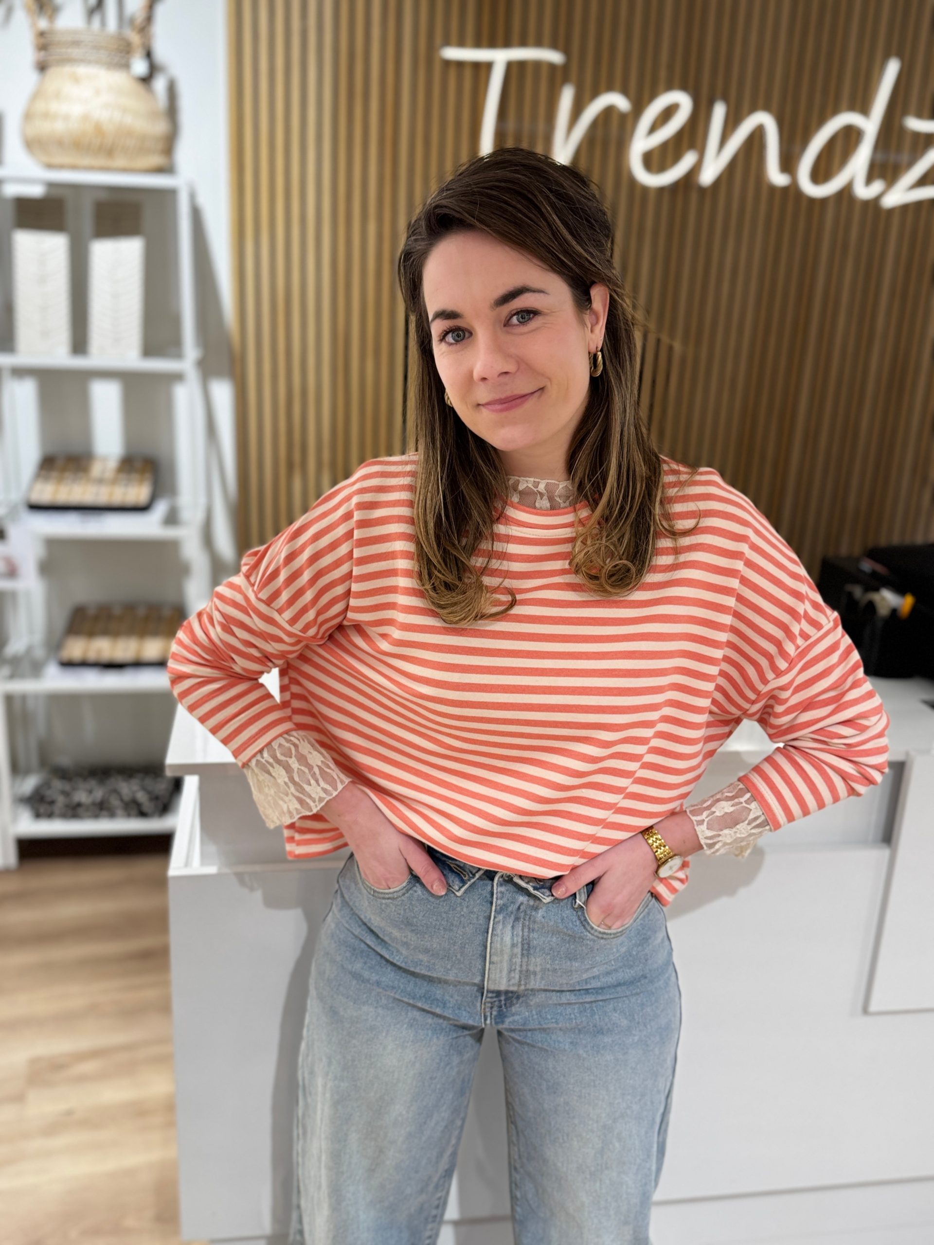 Truitje Demi roze/beige - Afbeelding 2