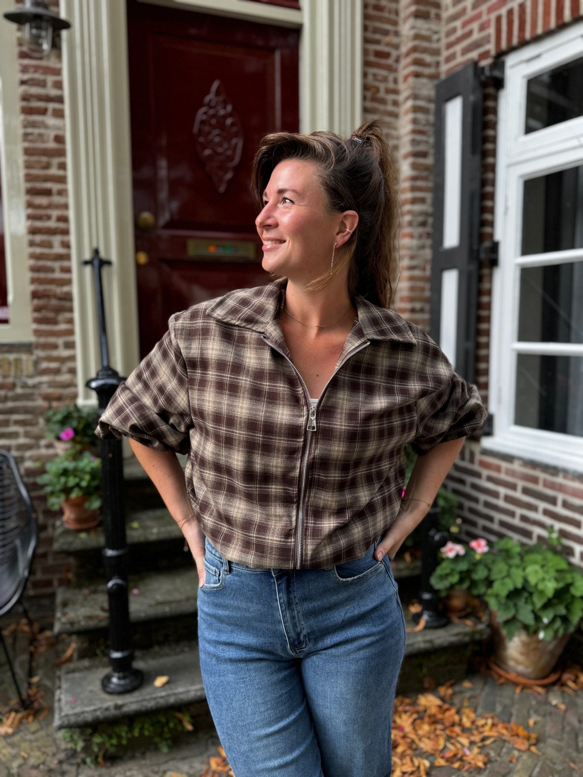 Bomberjasje Lieke choco geruit - Afbeelding 2