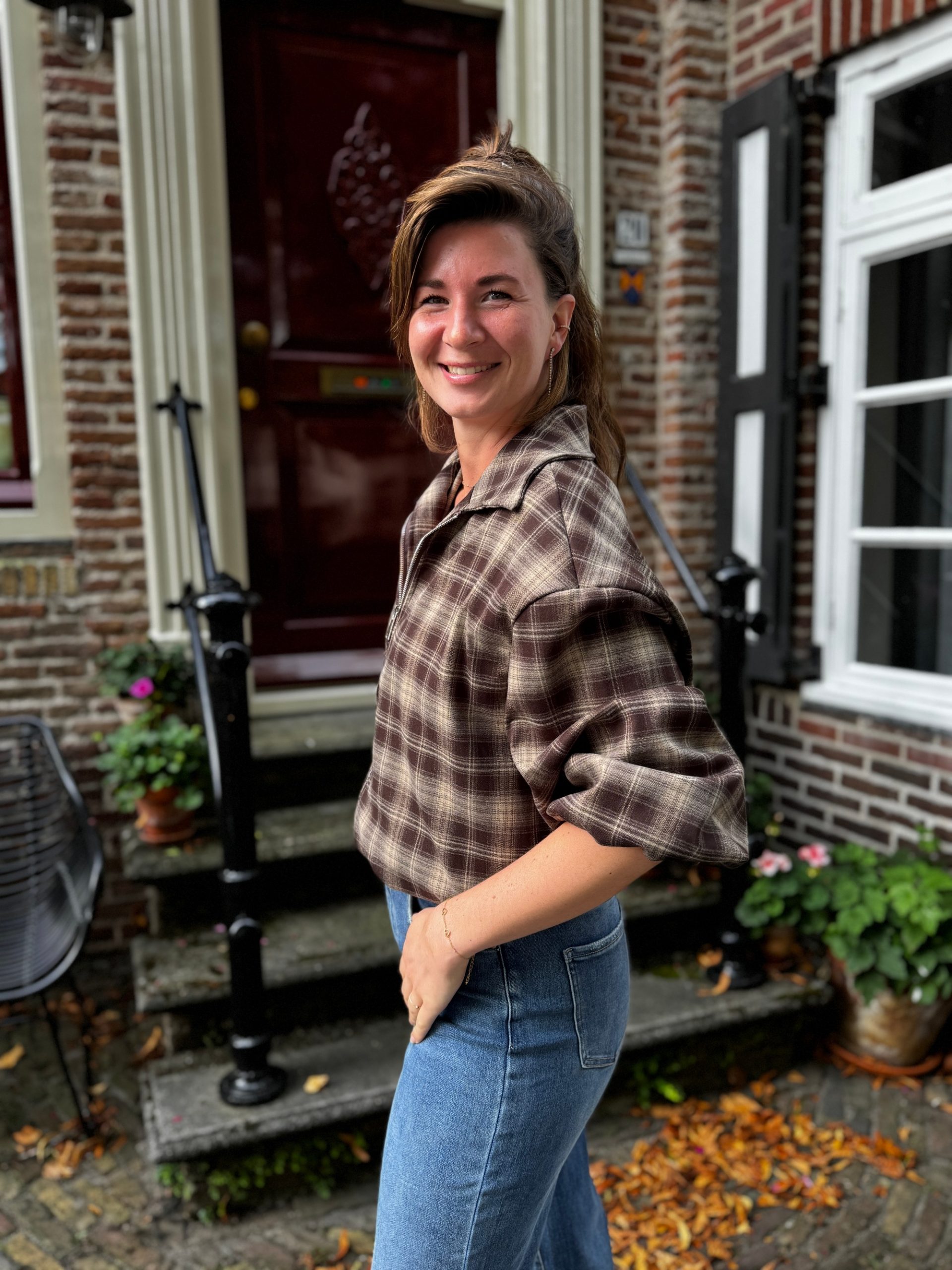 Bomberjasje Lieke choco geruit - Afbeelding 3