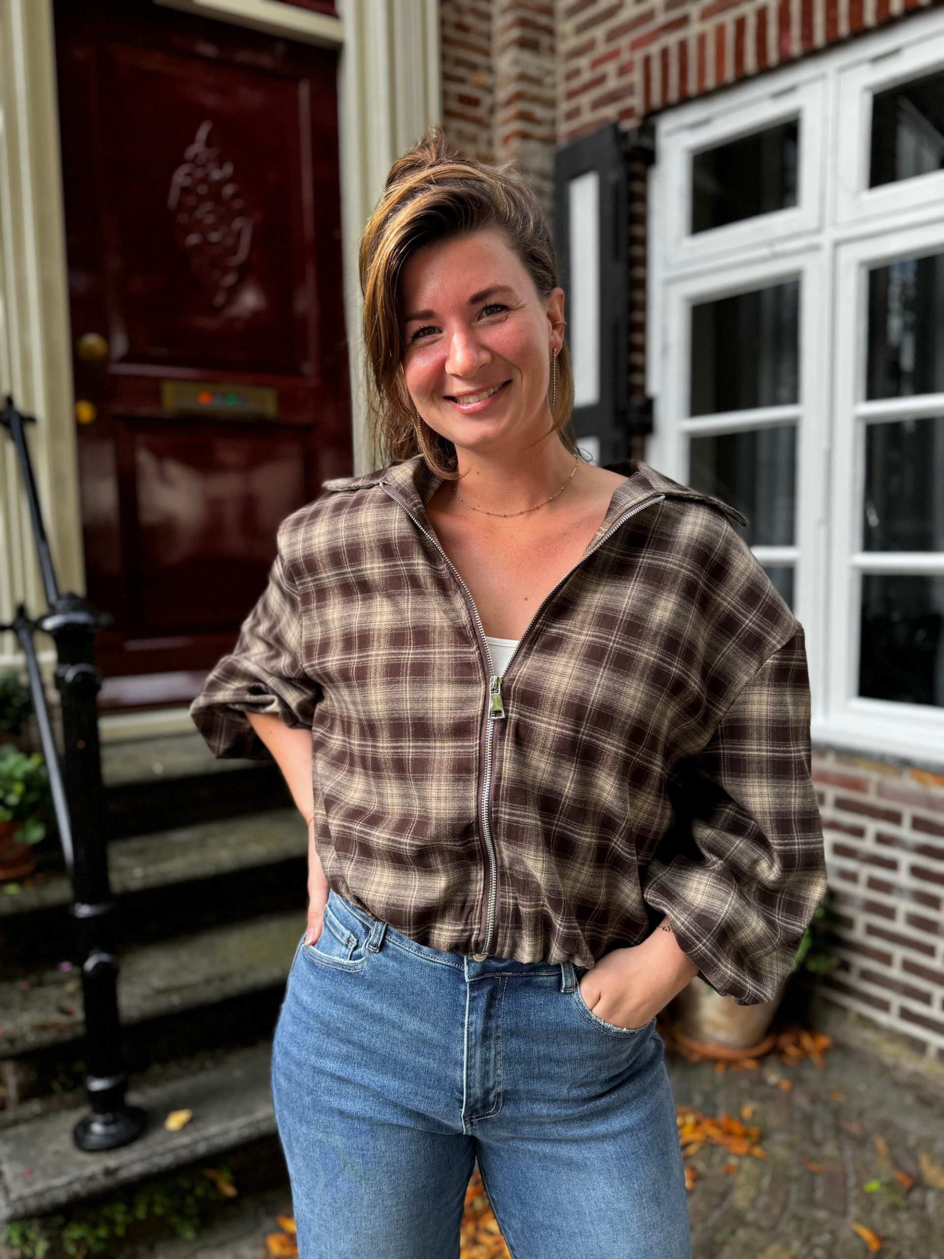 Bomberjasje Lieke choco geruit - Afbeelding 5