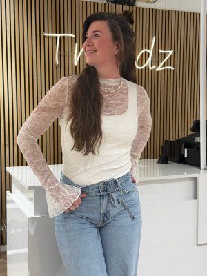 Kanten top Kiki off-white