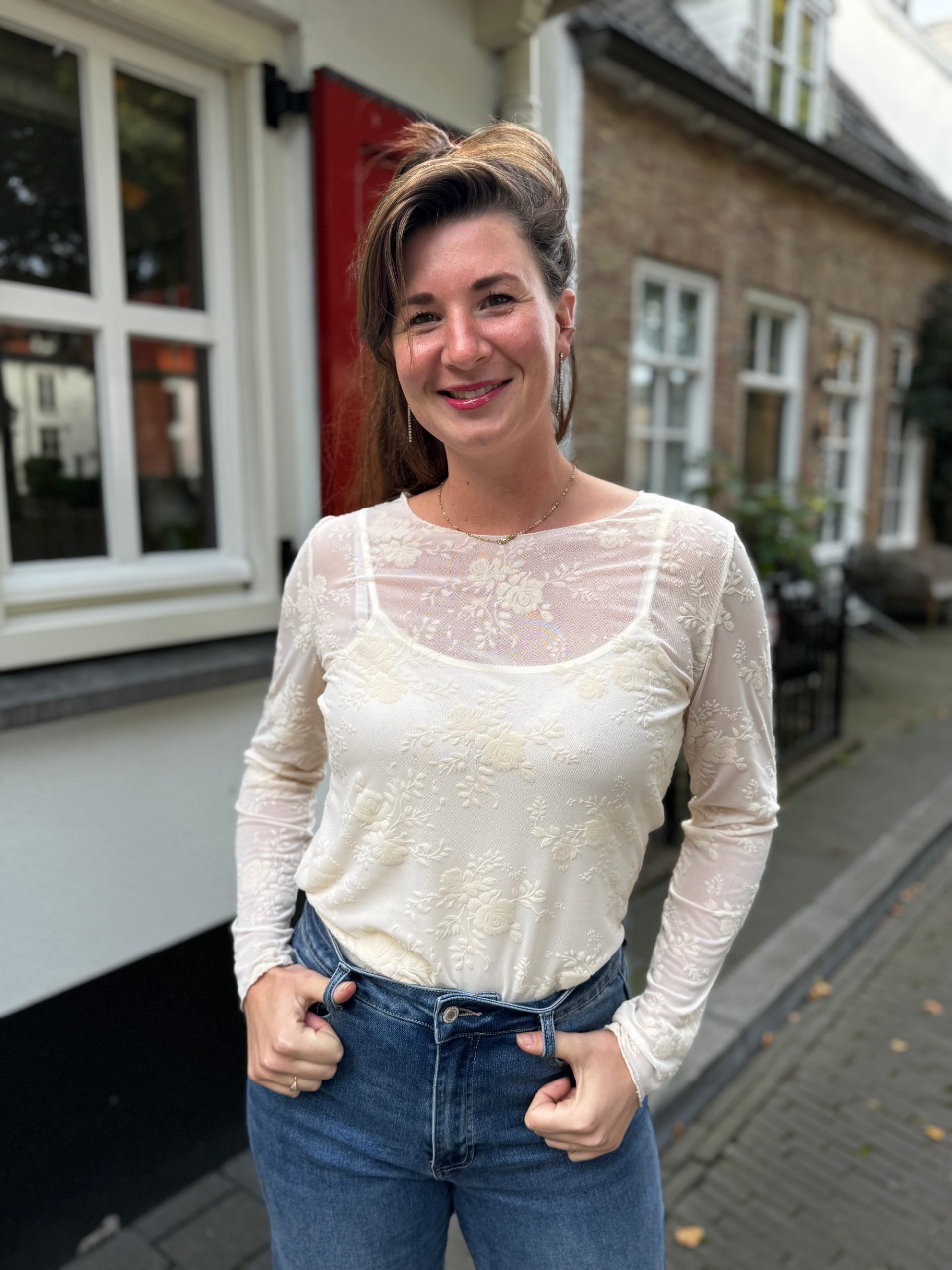 Top Iris grote bloem off-white - Afbeelding 5