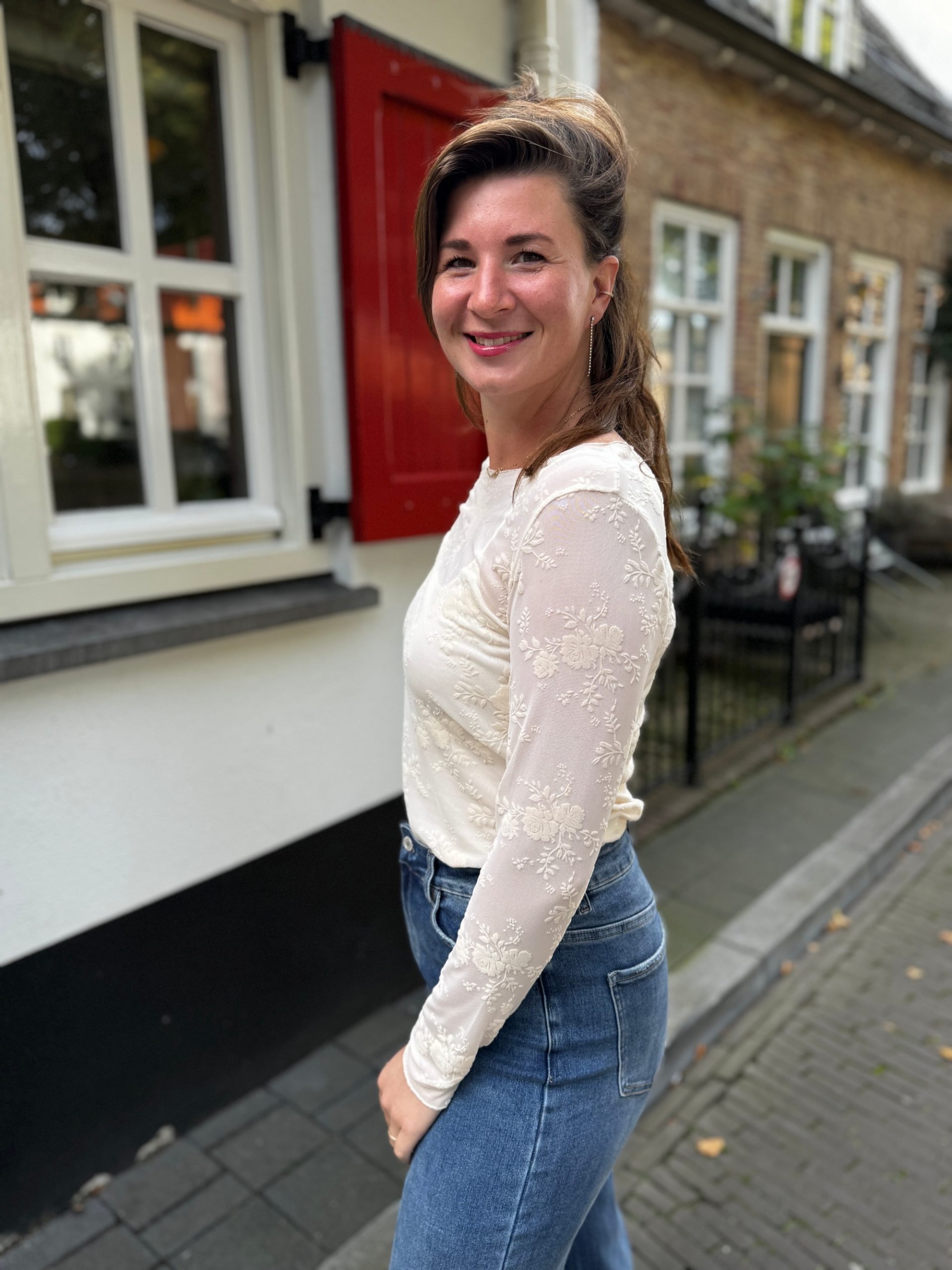 Top Iris grote bloem off-white - Afbeelding 4