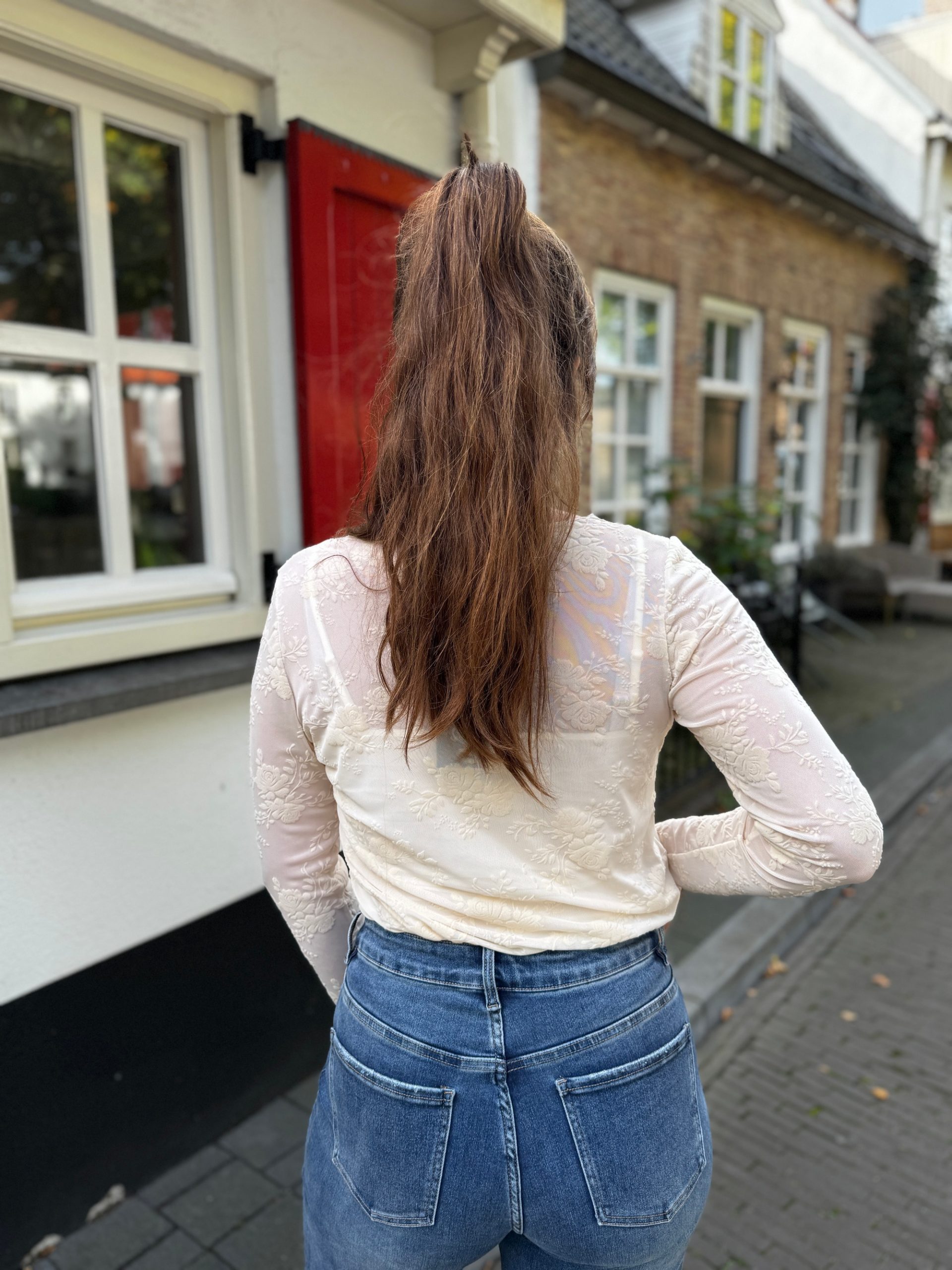 Top Iris grote bloem off-white - Afbeelding 3