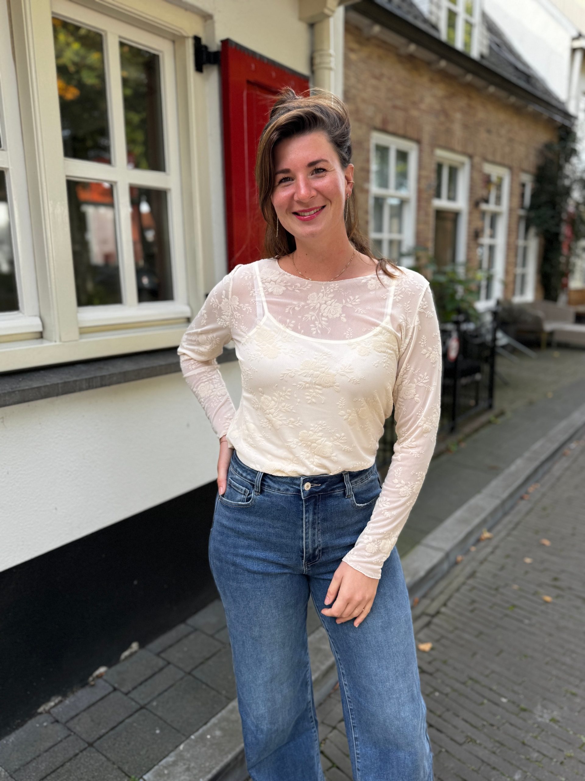 Top Iris grote bloem off-white - Afbeelding 2