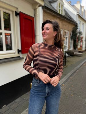 Turtletop Ilse gevlamde print choco