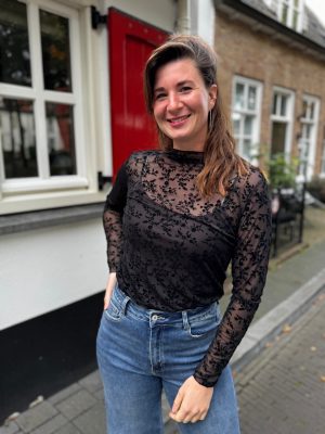 Turtletop Ilse kleine bloem zwart