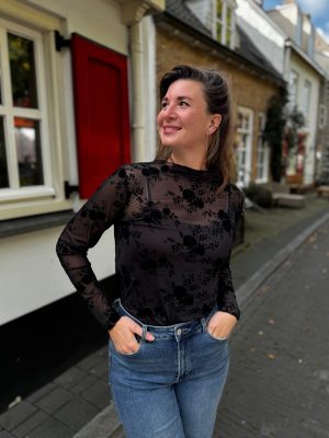 Turtletop Ilse grote bloem zwart