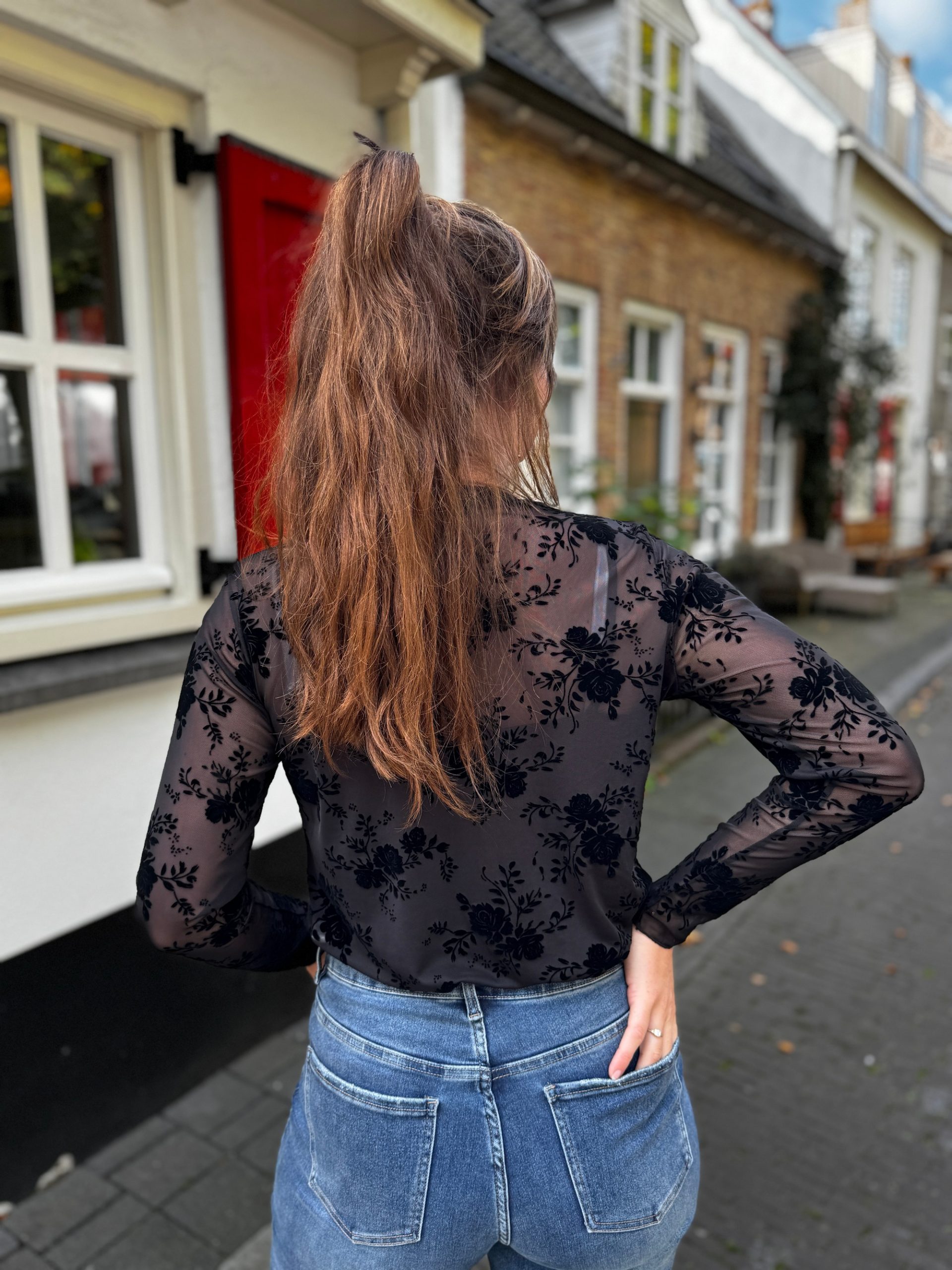 Turtletop Ilse grote bloem zwart - Afbeelding 4