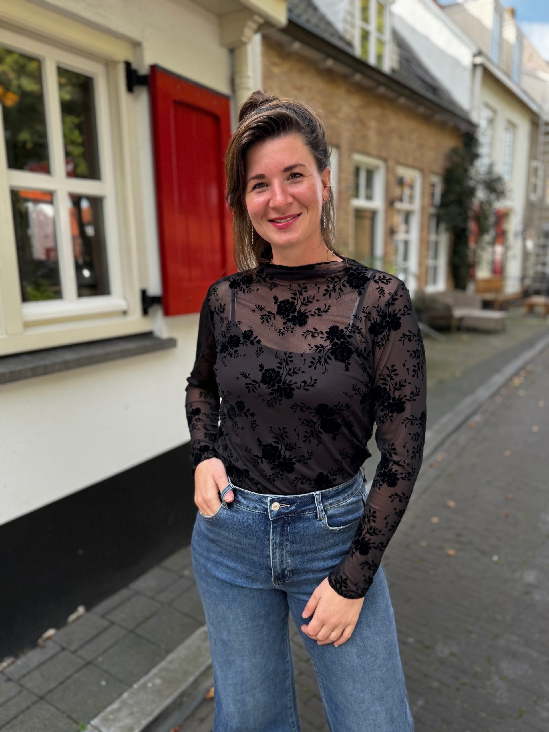 Turtletop Ilse grote bloem zwart - Afbeelding 6