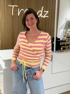 Wikkelvestje Liva geel/roze