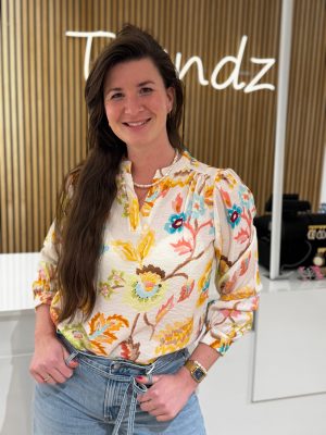 Blousetop Linde aqua/geel