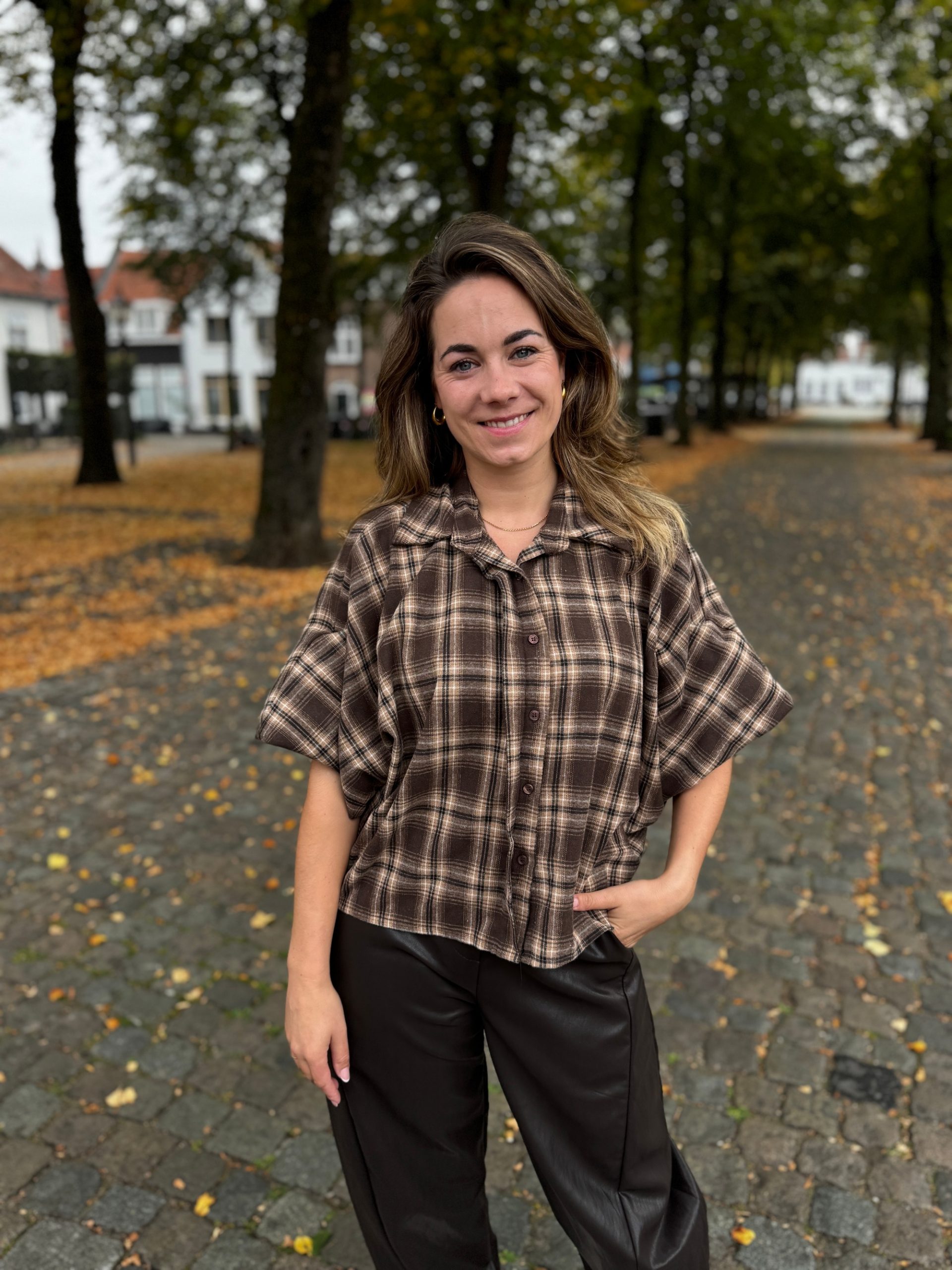 Blouse Nina bruin geruit - Afbeelding 5