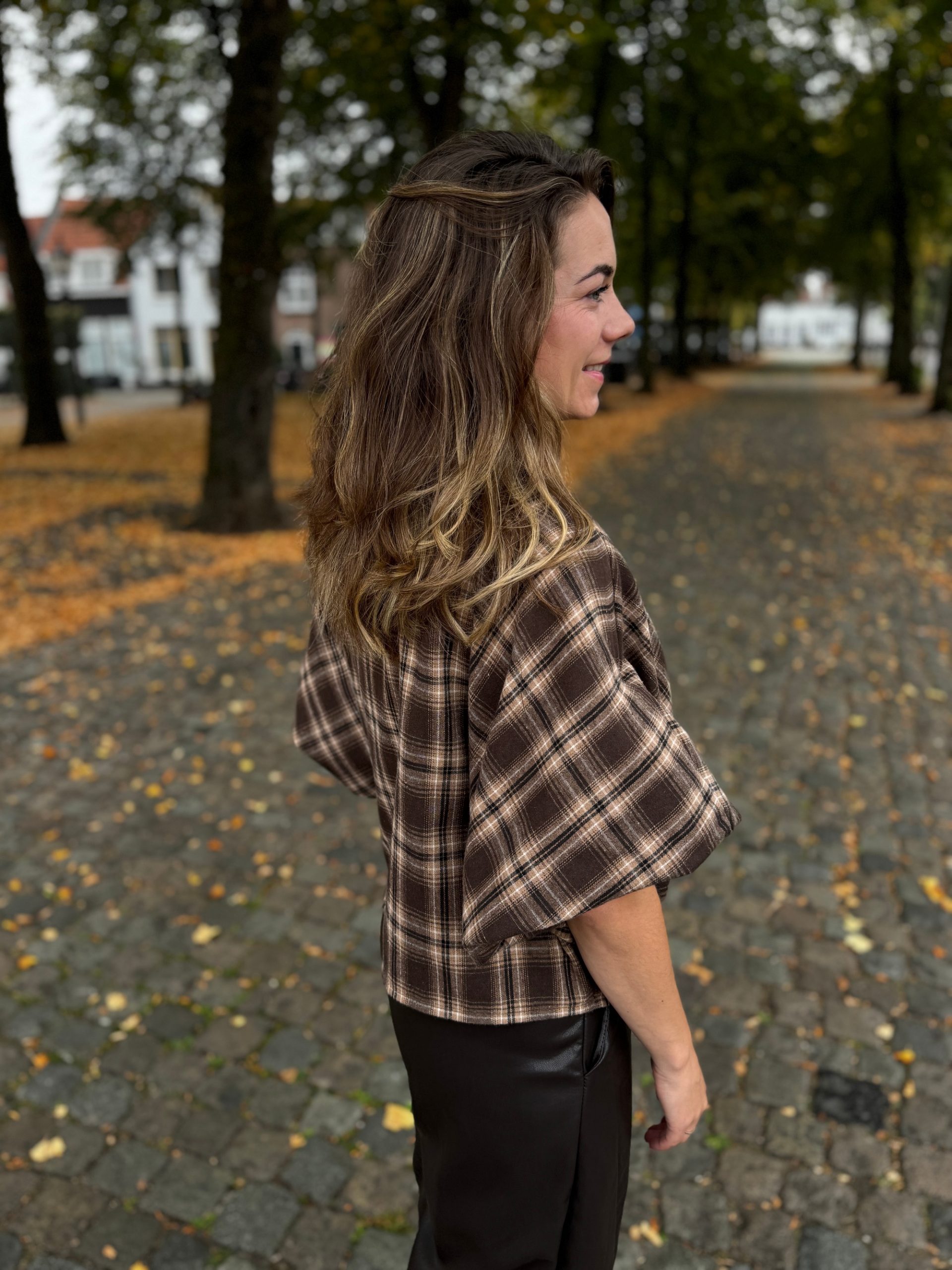 Blouse Nina bruin geruit - Afbeelding 4
