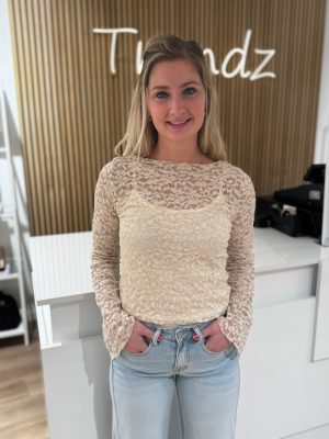 Kanten top Nina beige