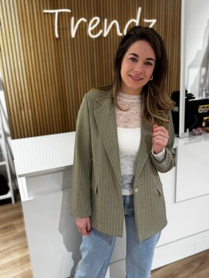 Krijtstreep blazer groen