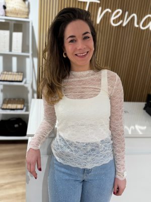 Kanten top Ava off-white