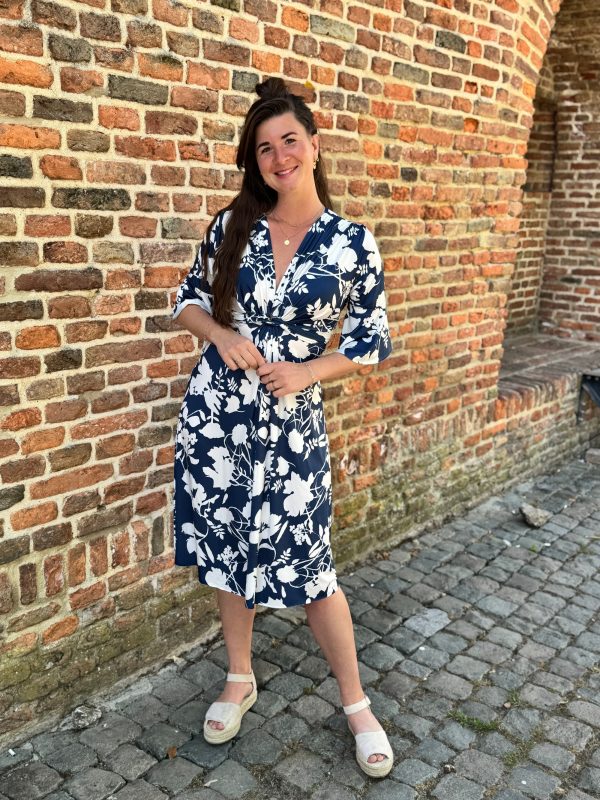 Jurk Sofia blauw/wit