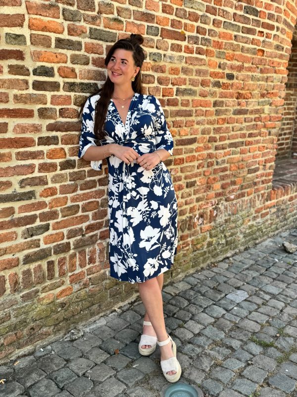 Jurk Sofia blauw/wit - Afbeelding 3