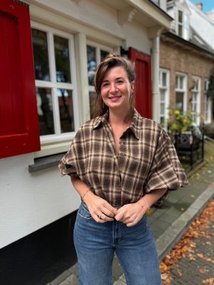 Blouse Fabienne bruin geruit