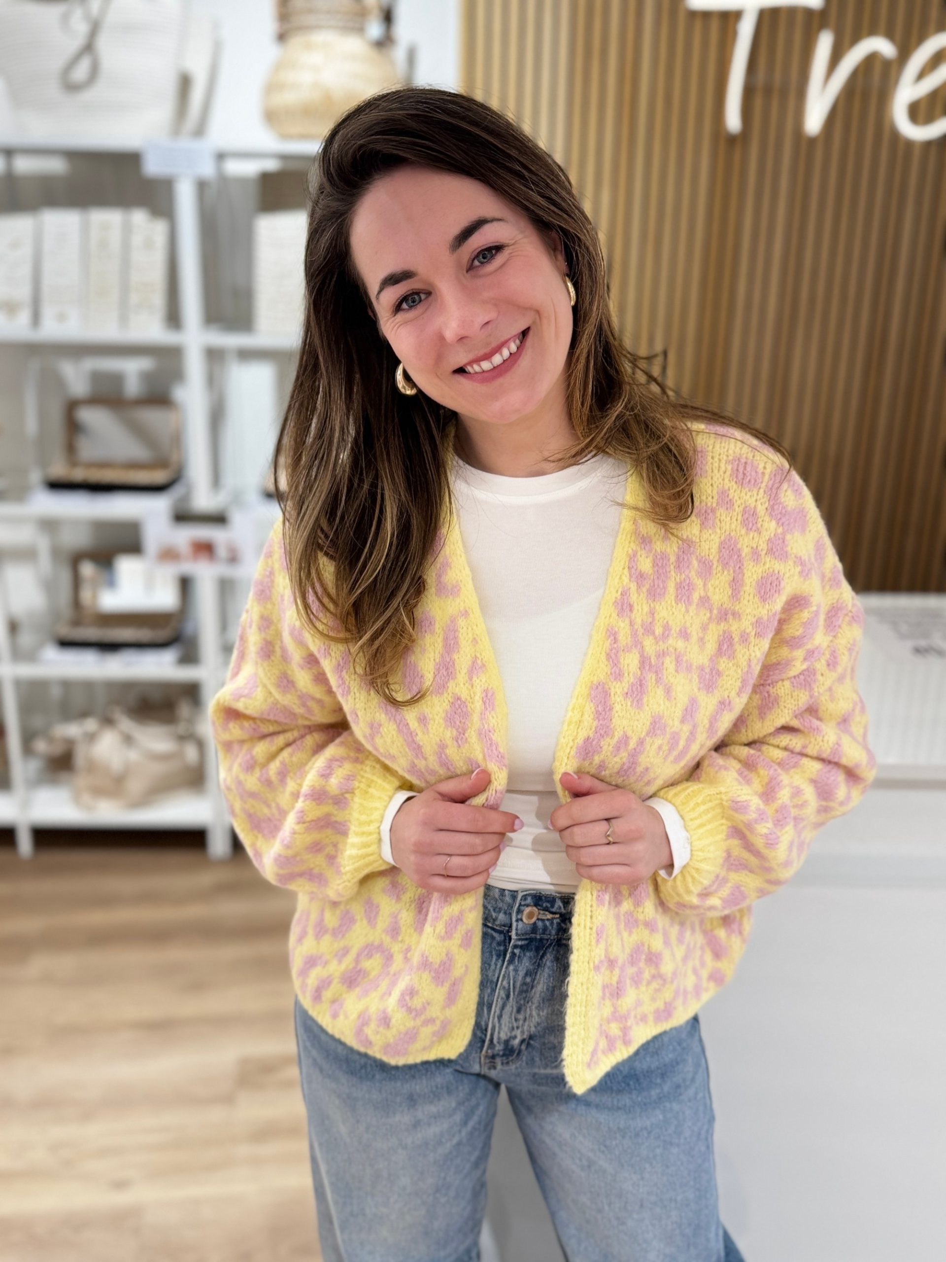 Vest Noortje geel-roze - Afbeelding 2