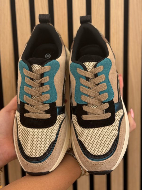 Sneakers dark beige petrol - Afbeelding 3