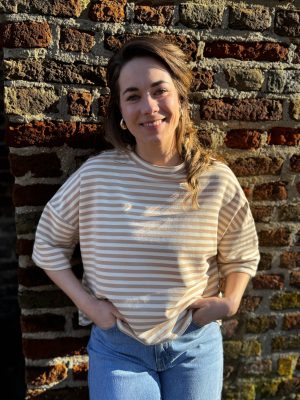 Shirt Tess beige/wit