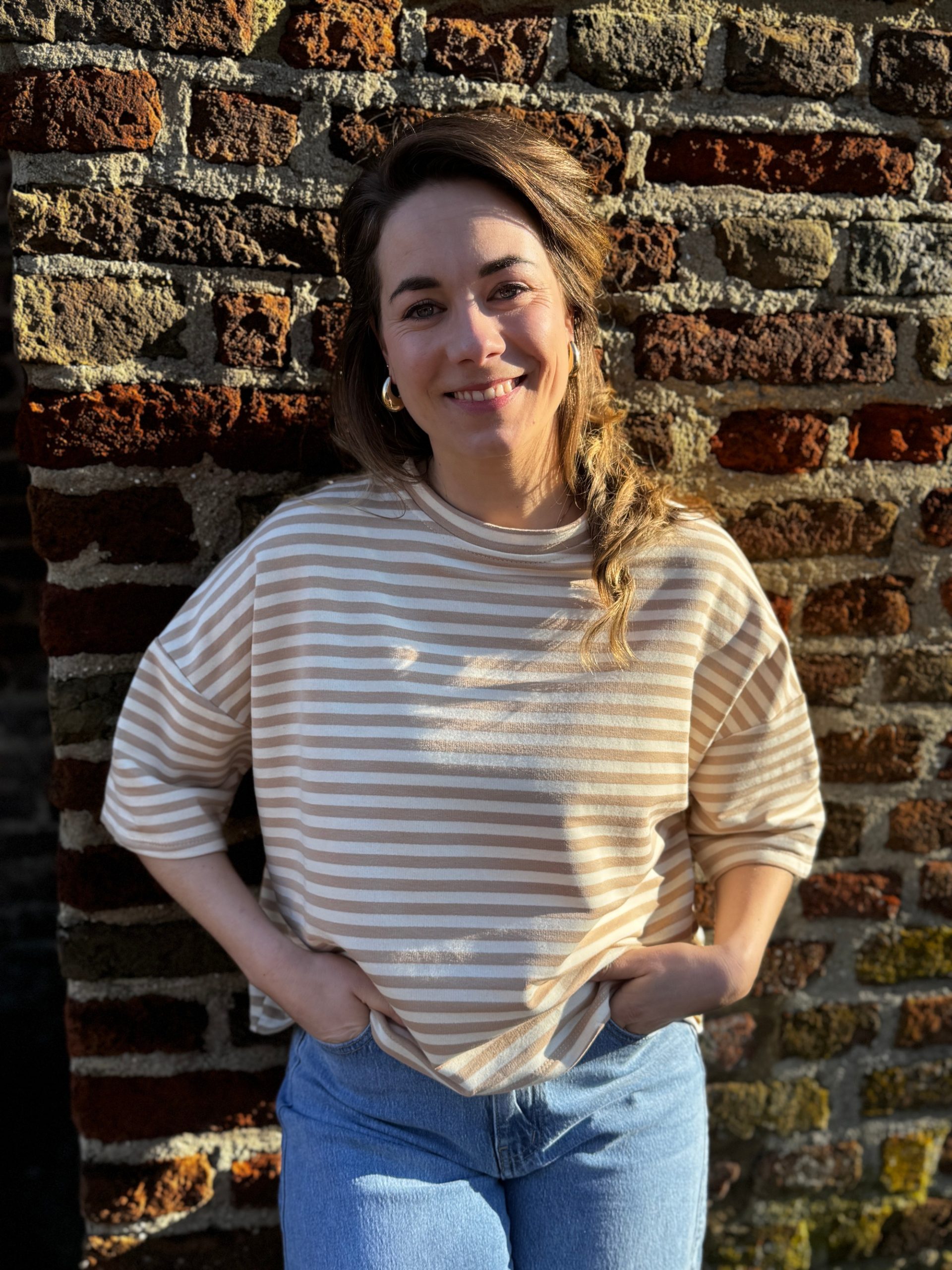 Shirt Tess beige/wit