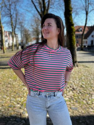 Shirt Tess bottle-green/roze