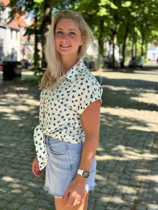 Blouse hearts wit - Afbeelding 2