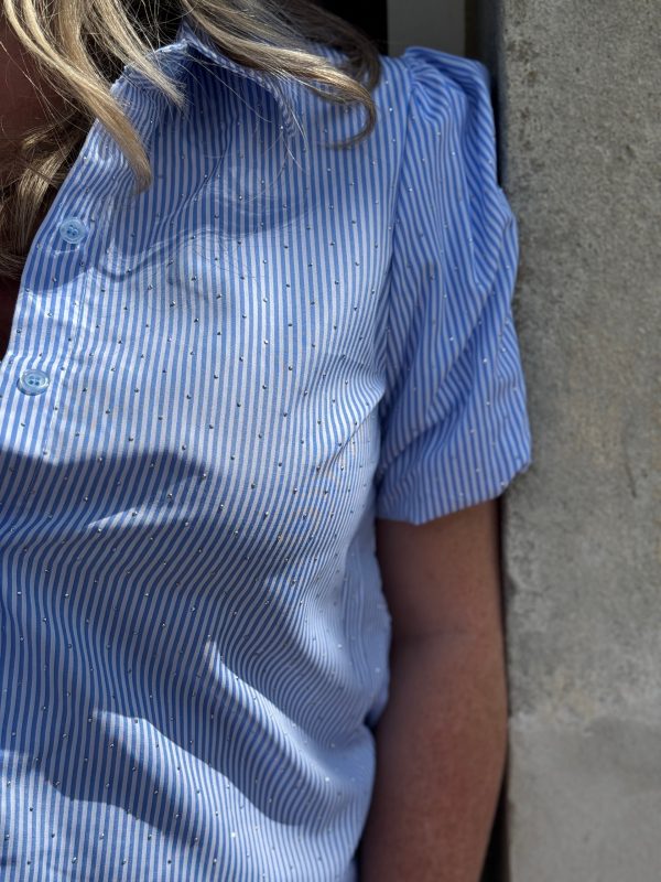Blouse Desiree blauw gestreept - Afbeelding 2