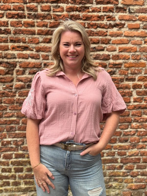 Blouse borduur oud-roze - Afbeelding 2