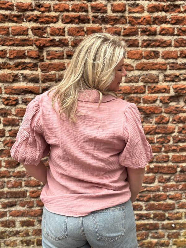Blouse borduur oud-roze - Afbeelding 3