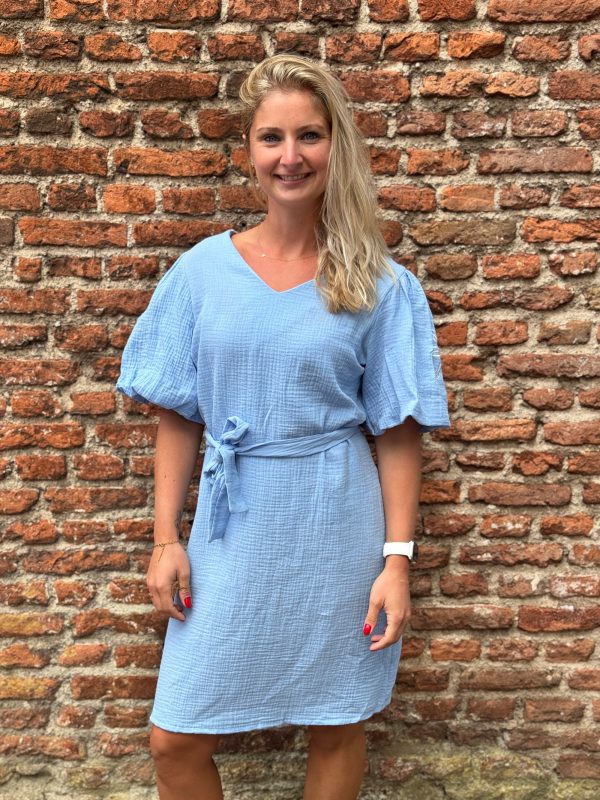 Jurk Amy borduur lichtblauw - Afbeelding 3