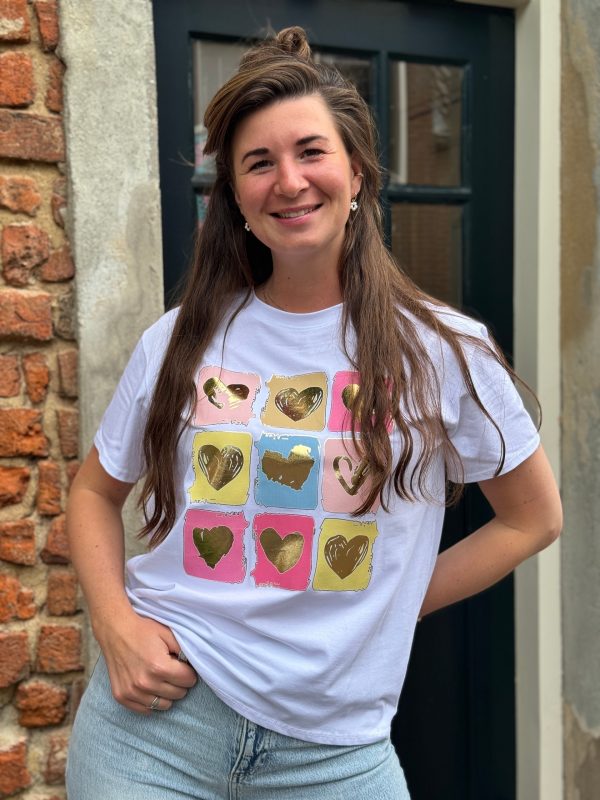 Shirtje hartjes wit - Afbeelding 4