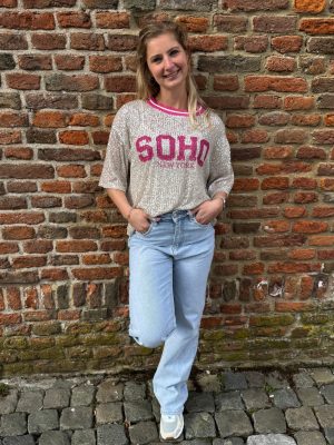 Top Soho paillet roze