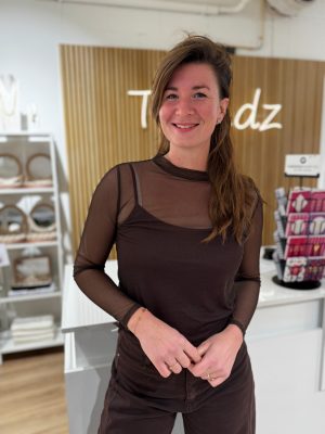 Mesh top Angelique bruin (turtle-neck)
