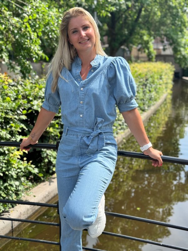 Jumpsuit light blue denim - Afbeelding 2